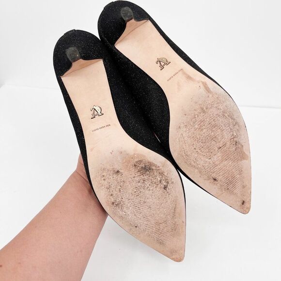 Vince Camuto Signature VI - Opry Kitten Heel Black Glitter Pumps size 9.5M - Picture 9 of 14
